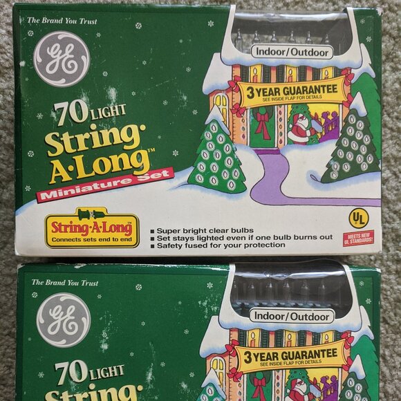 2 Sets of Vintage GE 70 Christmas Light String A Long Clear Bulb Indoor/Outdoor - Picture 1 of 2